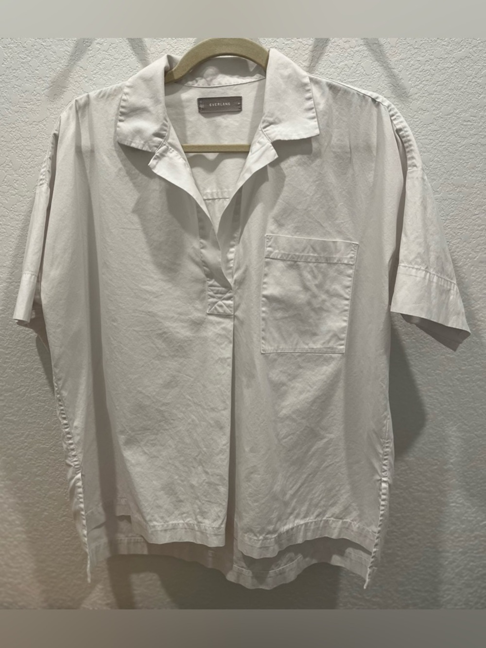 Everlane White Short Sleeve Popover Top